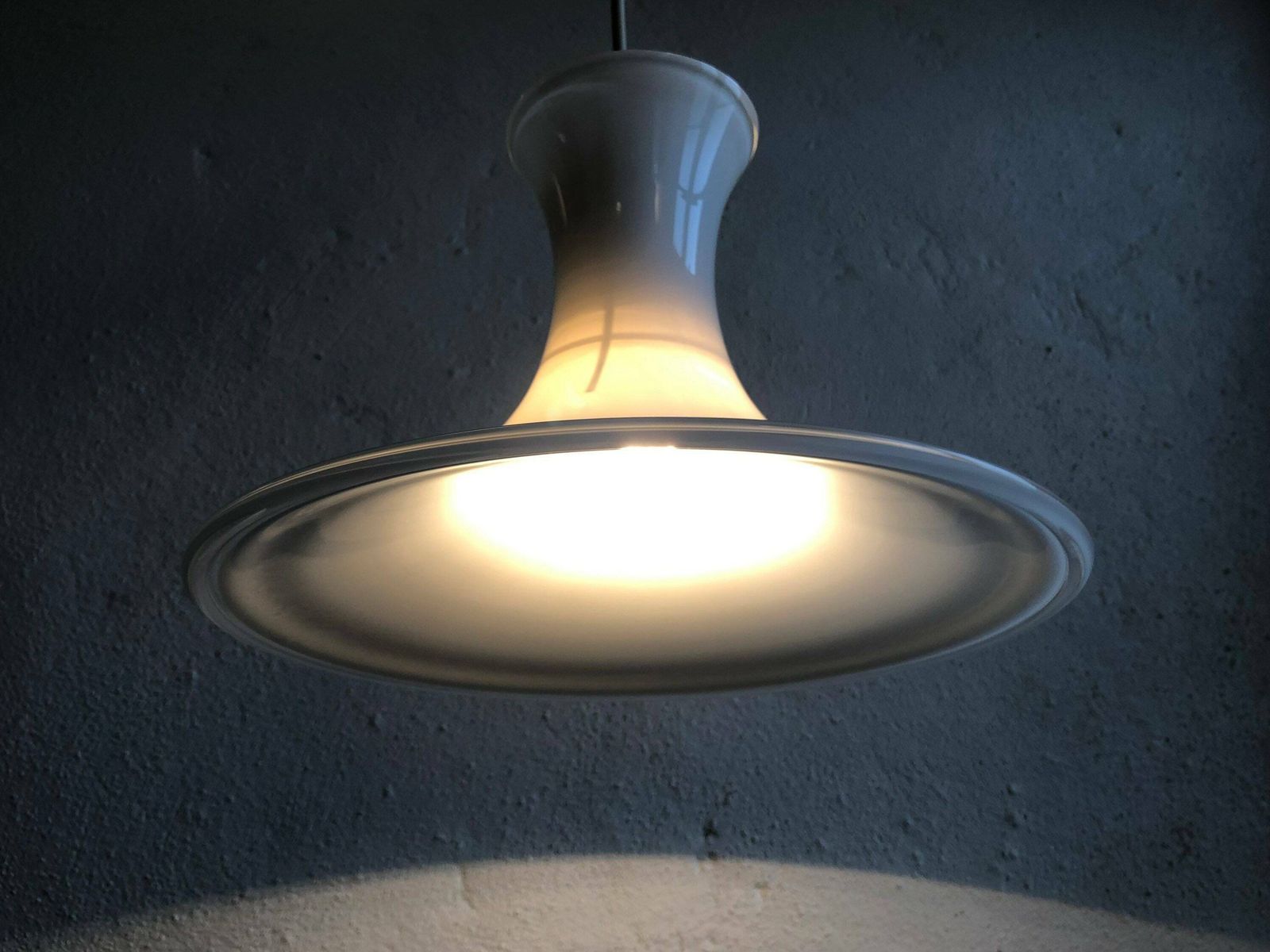Danish Minimalist Ceiling Lamp In Modernist Shape Of White And Transparent Glass   Design From El Light photo furniture