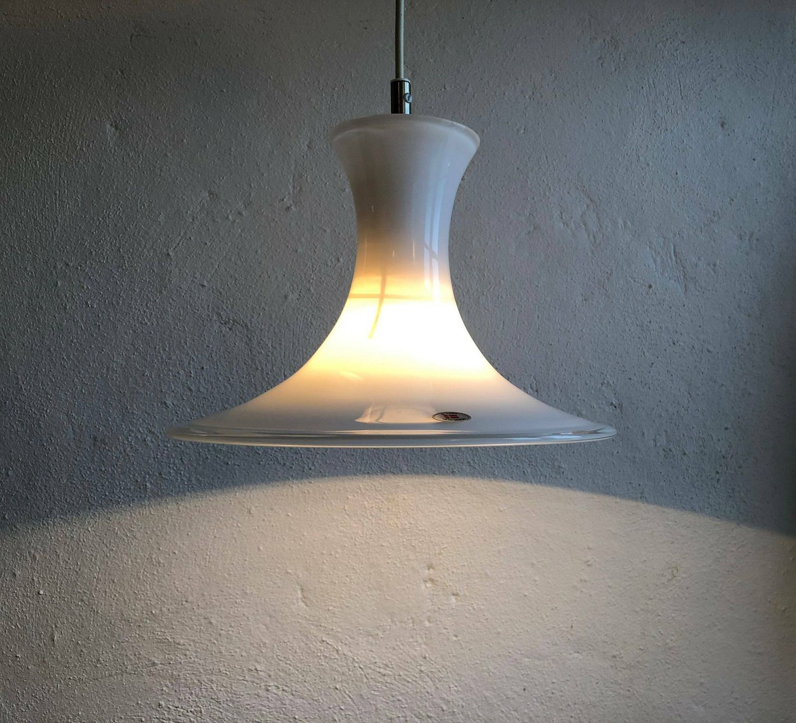 Danish Minimalist Ceiling Lamp In Modernist Shape Of White And Transparent Glass   Design From El Light photo Lighting
