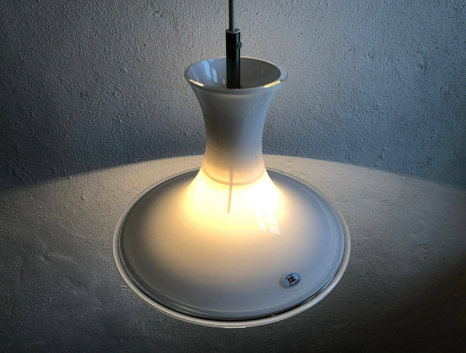 Danish Minimalist Ceiling Lamp In Modernist Shape Of White And Transparent Glass   Design From El Light photo 221.0