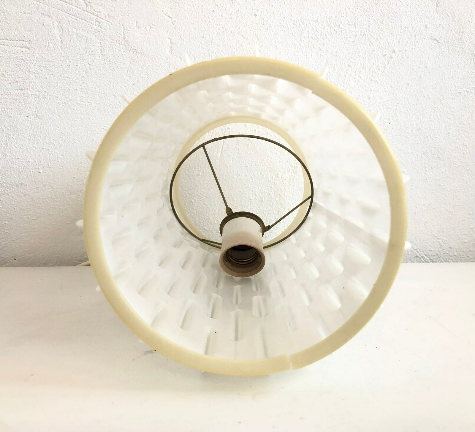 Rare Modernist Danish “Contour 602” Ceiling Lamp In Plastic With Round Spike Pattern   Design By Lars Schiøler For Høyrup Lighting In 1959 photo vintage