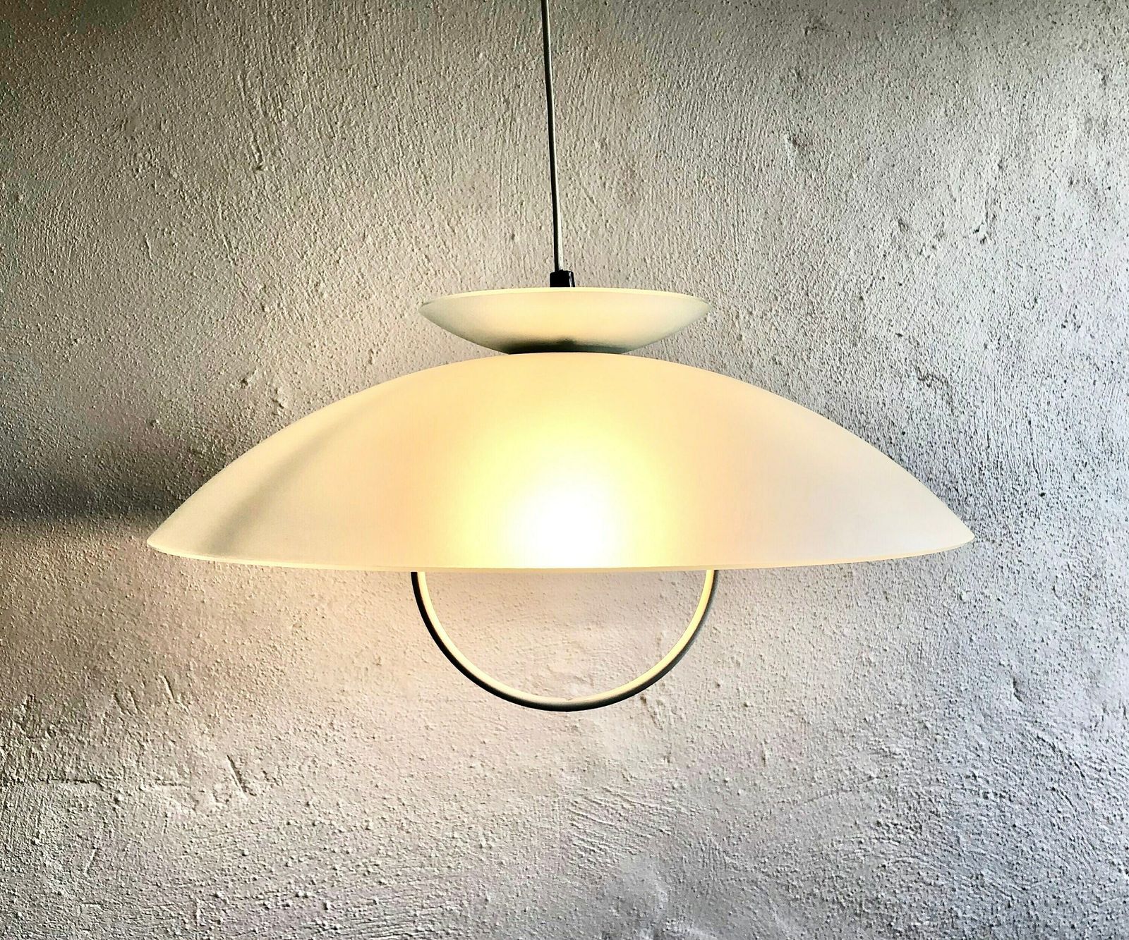 Danish Minimalist Vintage Design Multilayer Ceiling Lamp In Frosted Glass And White Details photo furniture