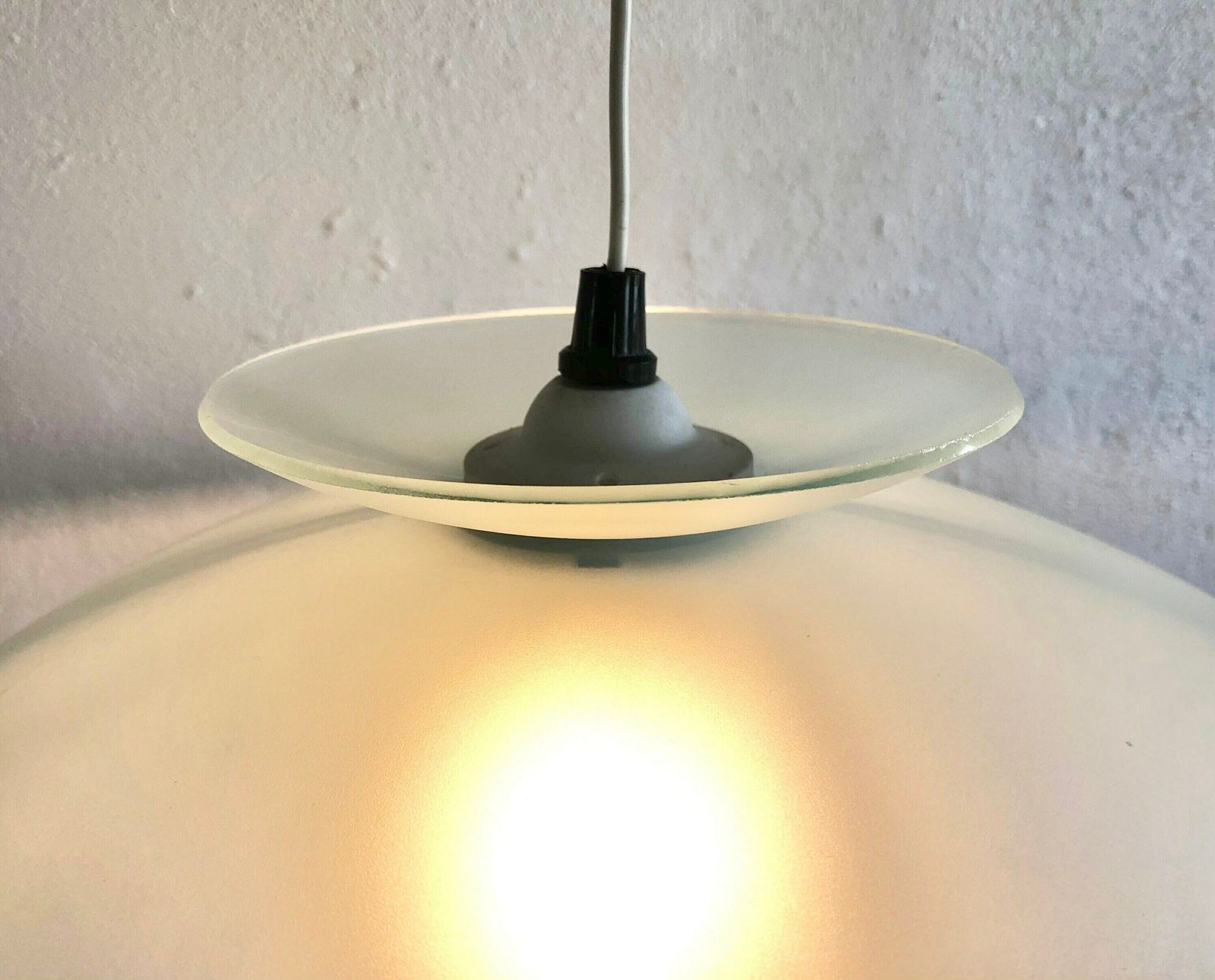 Danish Minimalist Vintage Design Multilayer Ceiling Lamp In Frosted Glass And White Details photo 258.0
