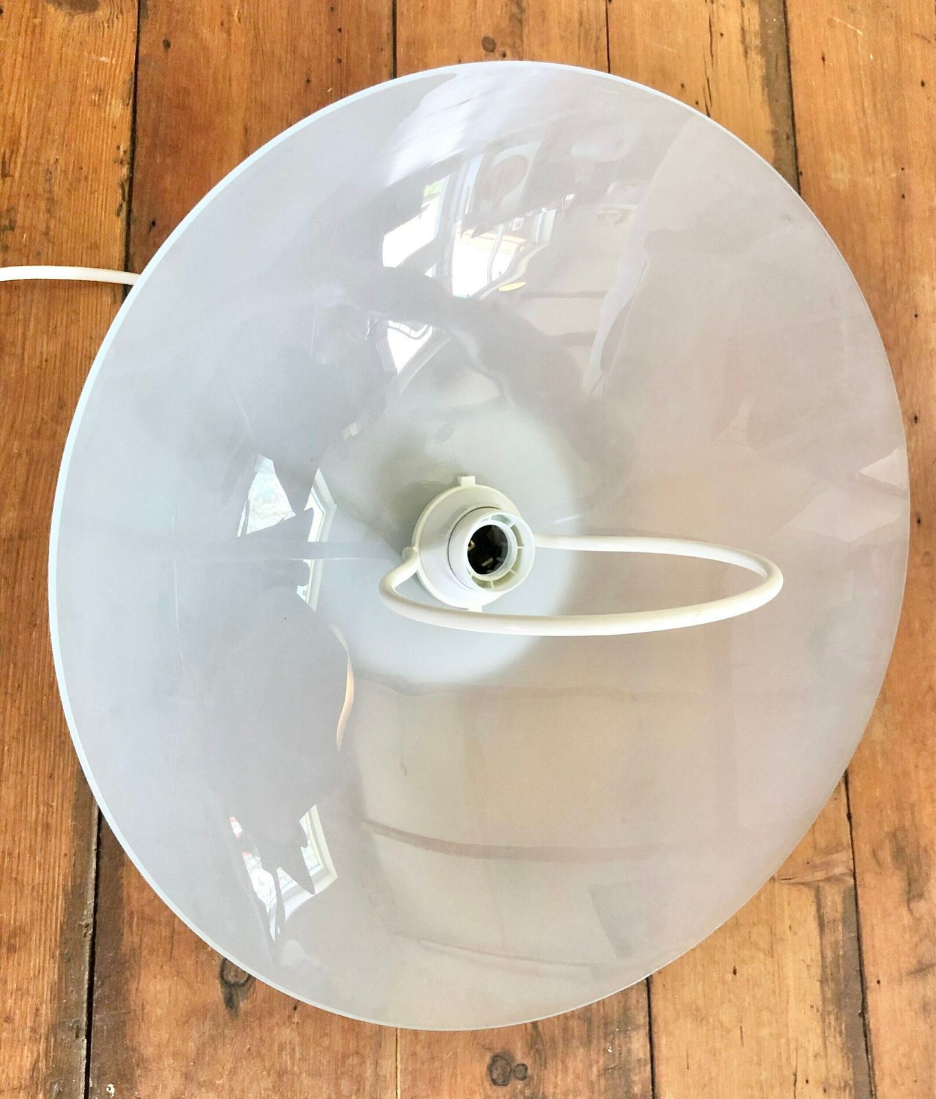 Danish Minimalist Vintage Design Multilayer Ceiling Lamp In Frosted Glass And White Details photo buy