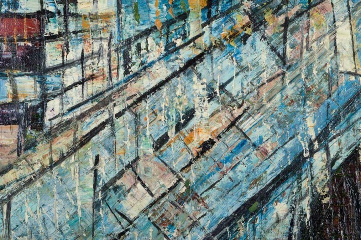 Celisson, French Artist, Futuristic Landscape. Oil On Canvas. 1962 photo 588.0