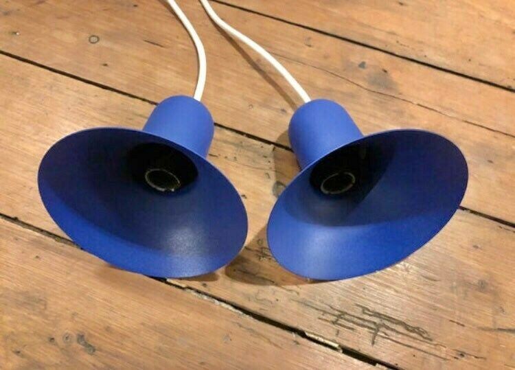 Pair Of Minimalist Danish “Confetti” Ceiling Lamps From Nordlux In Clear Blue photo buy