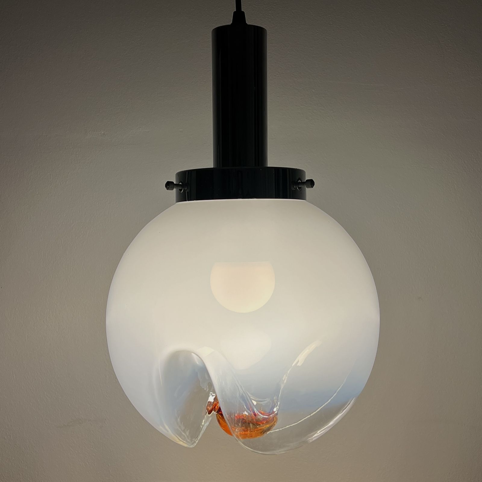 1970s Large Mezzega Murano Honey Glazed Glass Pendant photo Lighting