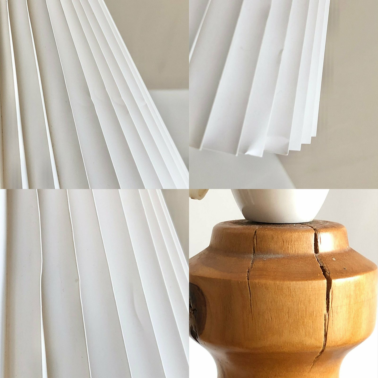 photo furniture Danish Mid Century Modern Table Lamp Early Model With Natural Birch Wood Base And White Pleated Shade   Design From E.S. Horn, Denmark