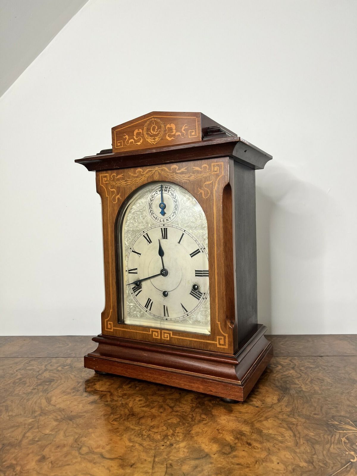 Edwardian Quality Rosewood Inlaid Chiming 8 Day Mantle Clock photo buy