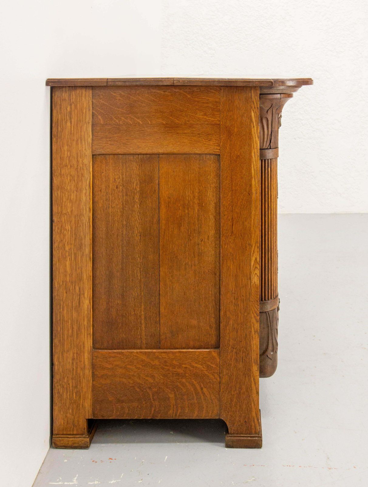 French Huge Oak & Bronze Buffet Neogothic Style Acanthus Leaves Circa 1900 photo Furniture