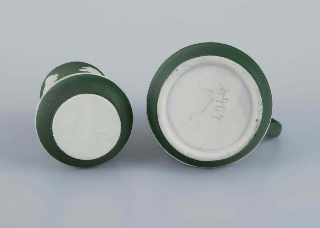Adams, England, Miniature Vase And Miniature Mug In Biscuit Porcelain. photo vintage
