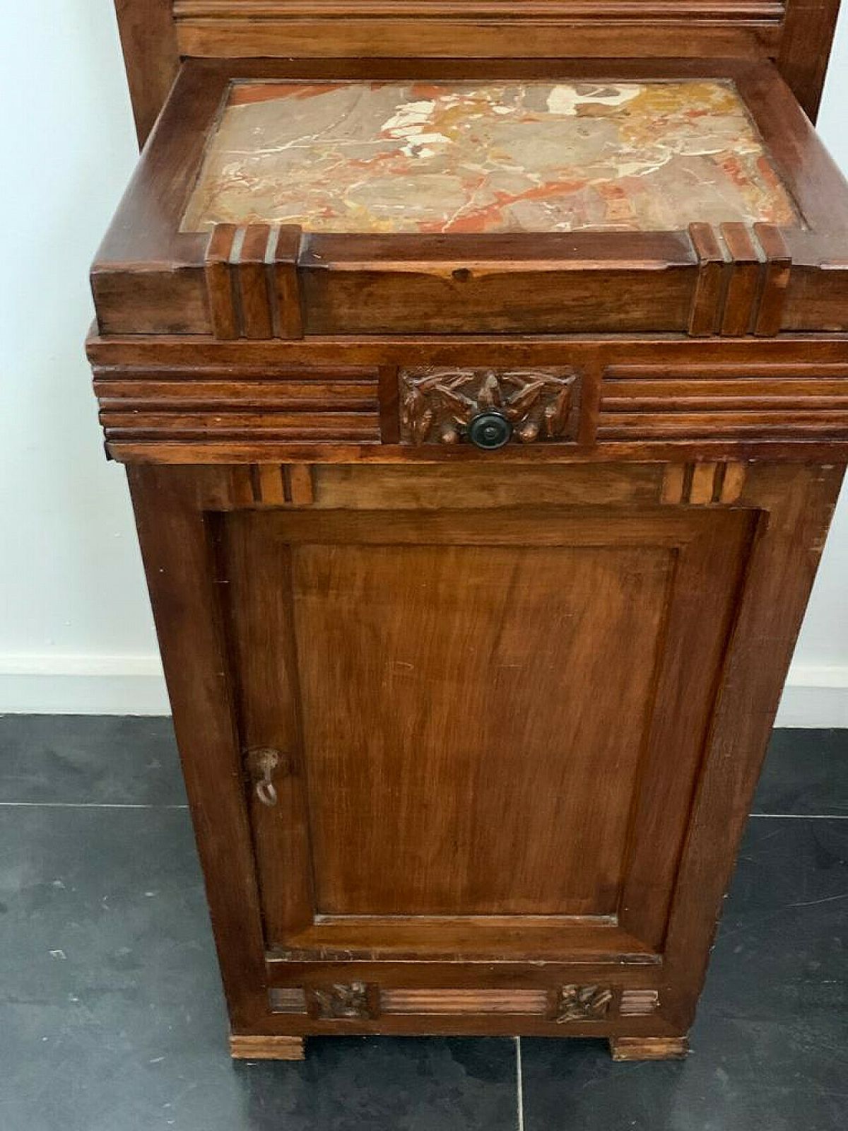 photo furniture Pair Of Art Nouveau Cherry Wood Bedside Tables, Early 20th Century