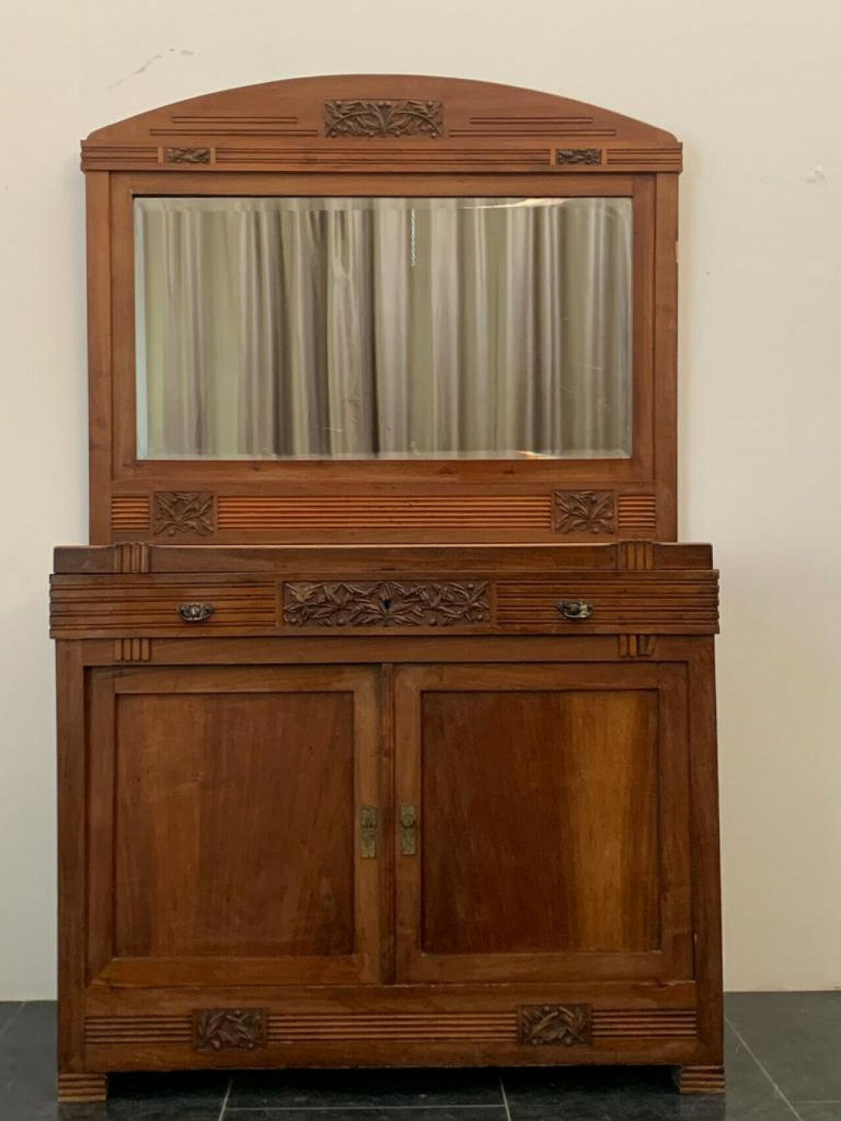 Art Nouveau Cherry Wood Sideboard With Mirror, Late 19th Century photo furniture