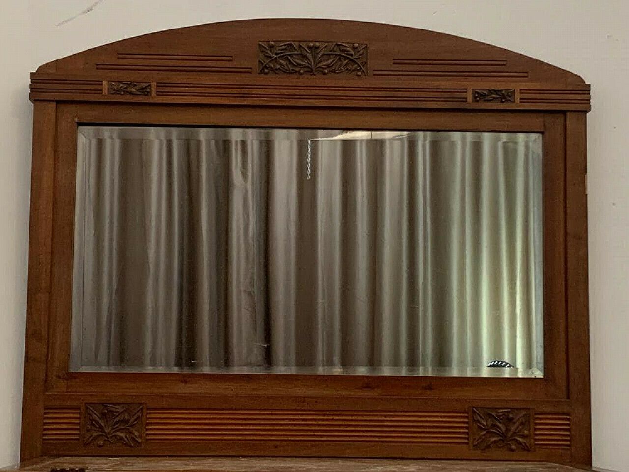 photo vintage Art Nouveau Cherry Wood Sideboard With Mirror, Late 19th Century