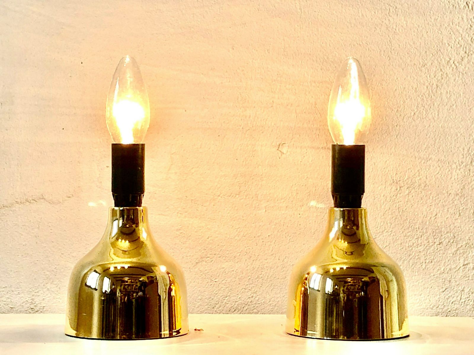Pair Of Danish Mid Century “Goldina” Gold Table Lamps   Design From P. W. Denmark photo furniture