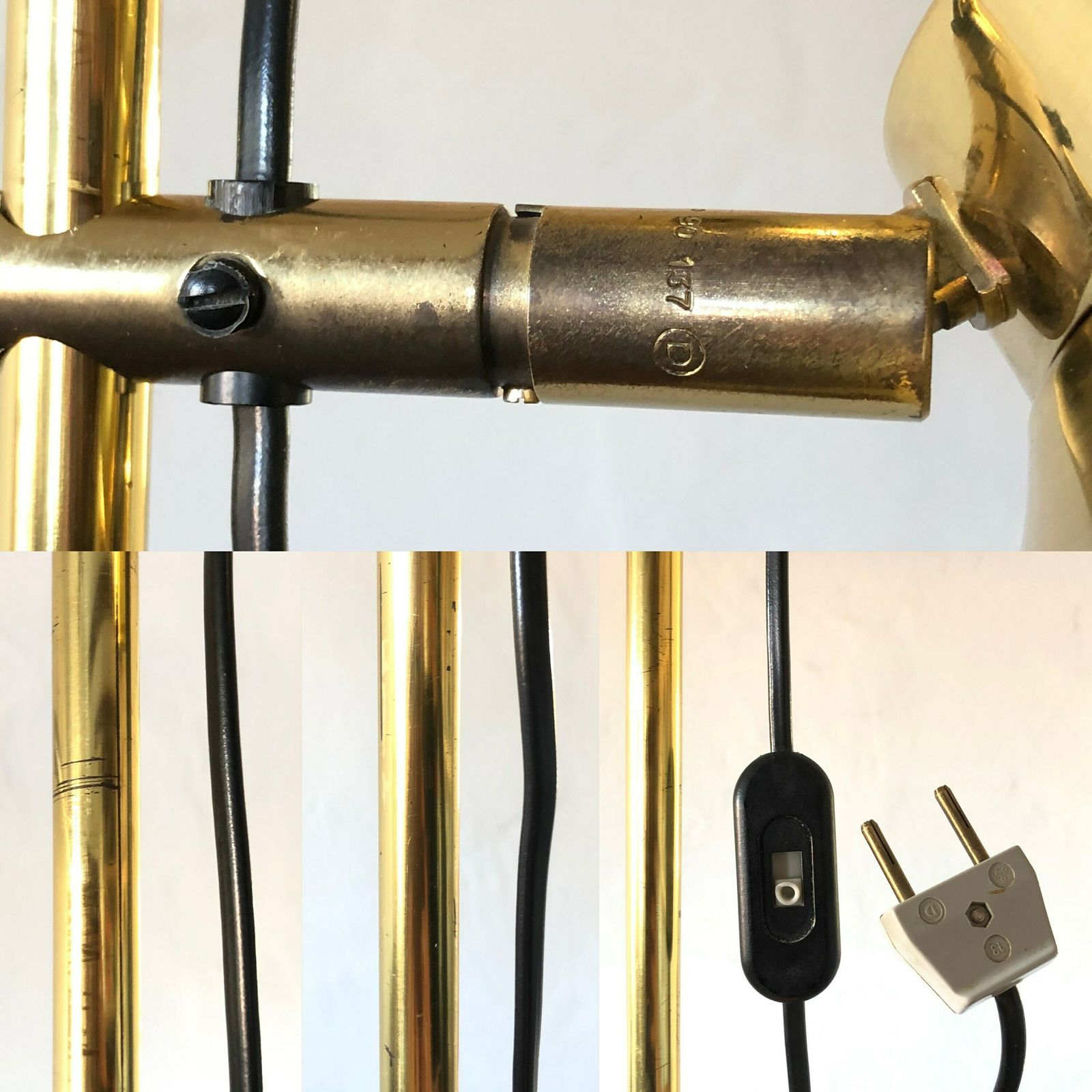 photo furniture Danish Mid Century Modern Floor Lamp In Brass And Gold Painted Metal In Elegant Design