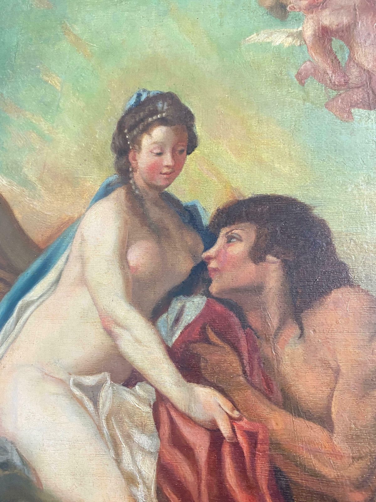 Antique French Oil Painting From The 17th Century "In The Style Of Francois Boucher photo Art