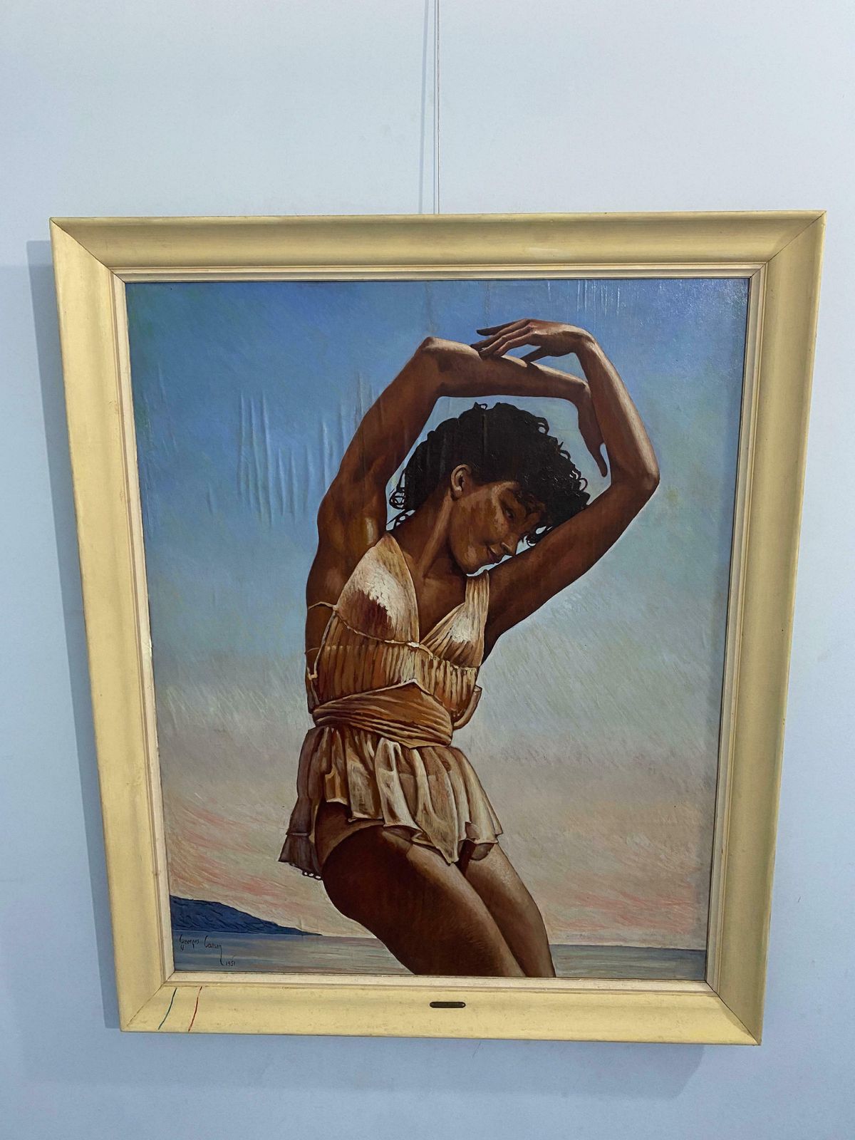 French Oil Painting "La Grecque" Signed Georges Cassan 1951 photo vintage