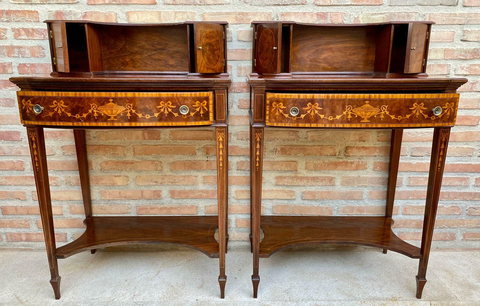 Nightstands With French Marquetry Inlaid, 1920s, Set Of 2 photo for sale