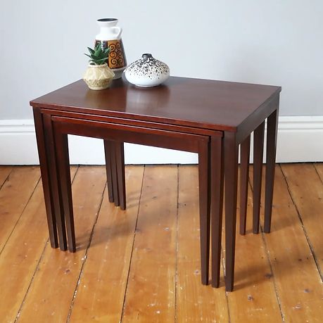 Vintage Mid Century Danish Rosewood Large Nest Of Tables photo Furniture