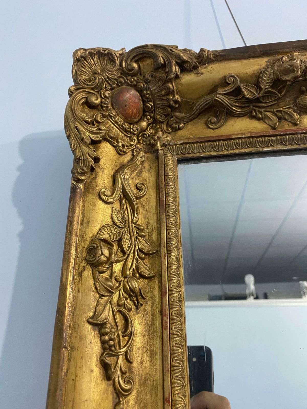 Antique French Gilded Gold Leaf Mirror From The Napoleon III Era, 1870 photo 1065.0
