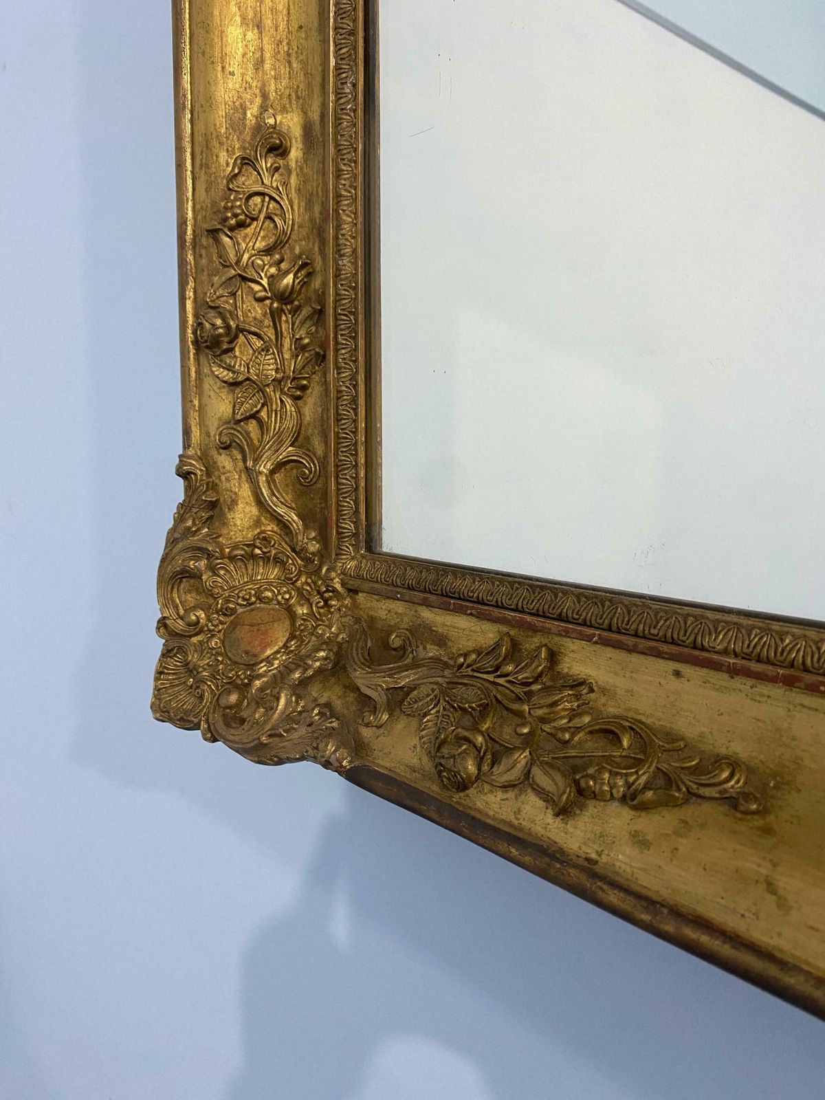 photo for sale Antique French Gilded Gold Leaf Mirror From The Napoleon III Era, 1870