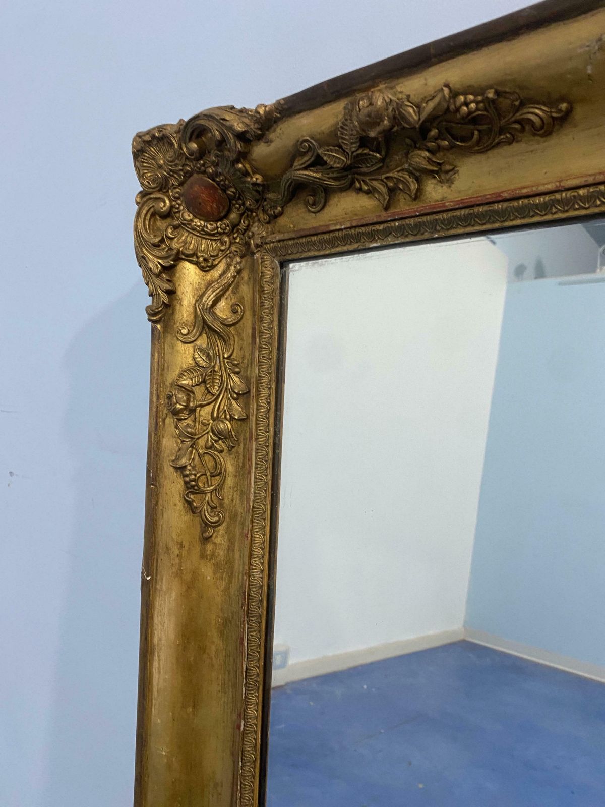 1065.0 Antique French Gilded Gold Leaf Mirror From The Napoleon III Era, 1870 photo