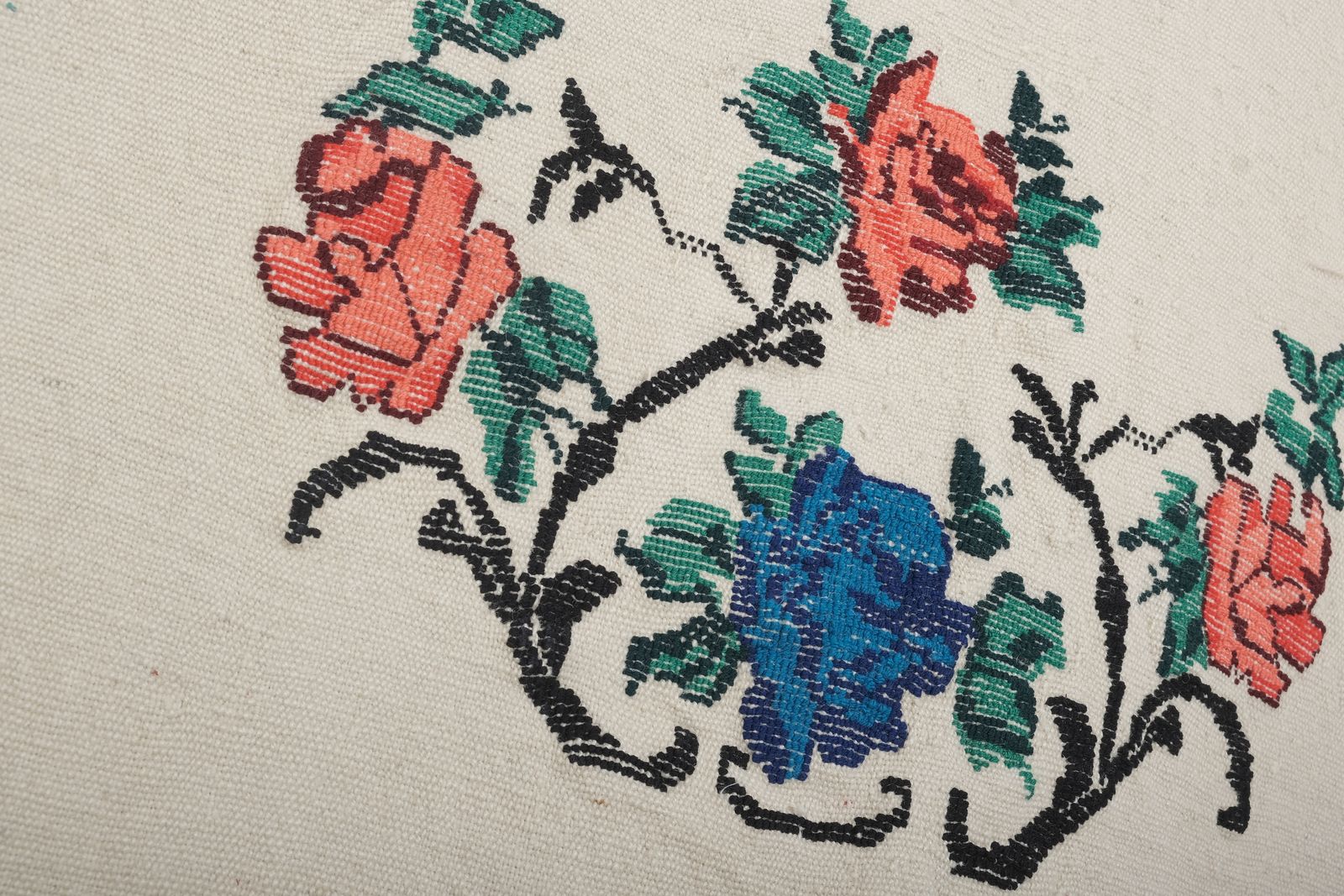 photo for sale Vintage Aubusson Style Floral Turkish Kilim Rug