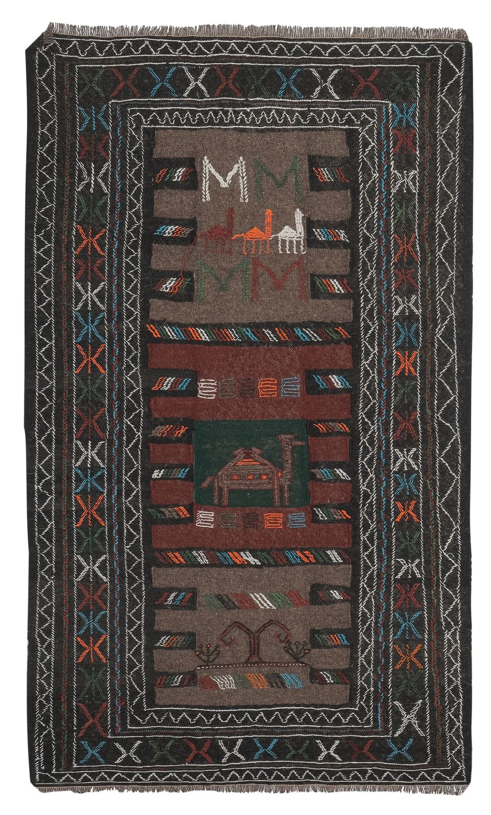 1960s Vintage Animal Soumac Kilim Rug