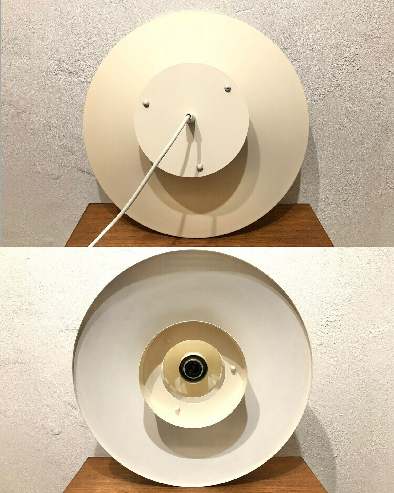 Danish Mid Century Modern Ceiling Lamp In Off White Metal With Multilayer Shades In Minimalist Design photo buy