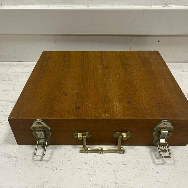 Italian Mid Century Teak Handled 100 Piece Table Setting Set / Flatware photo vintage