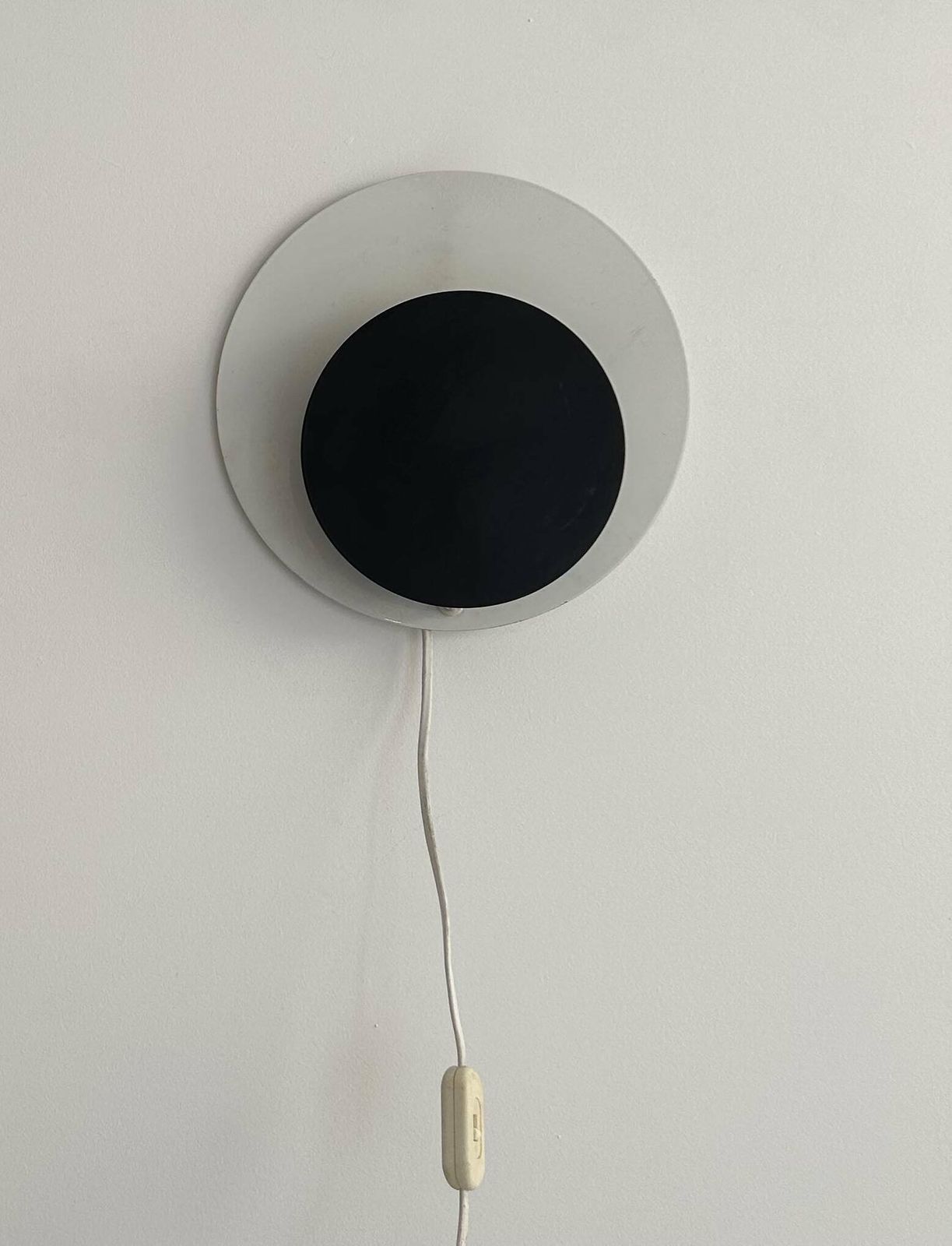 244.0 Vintage "Cirkle" Wall Lamp In Black And White Lacquered Metal, Denmark 1970s photo