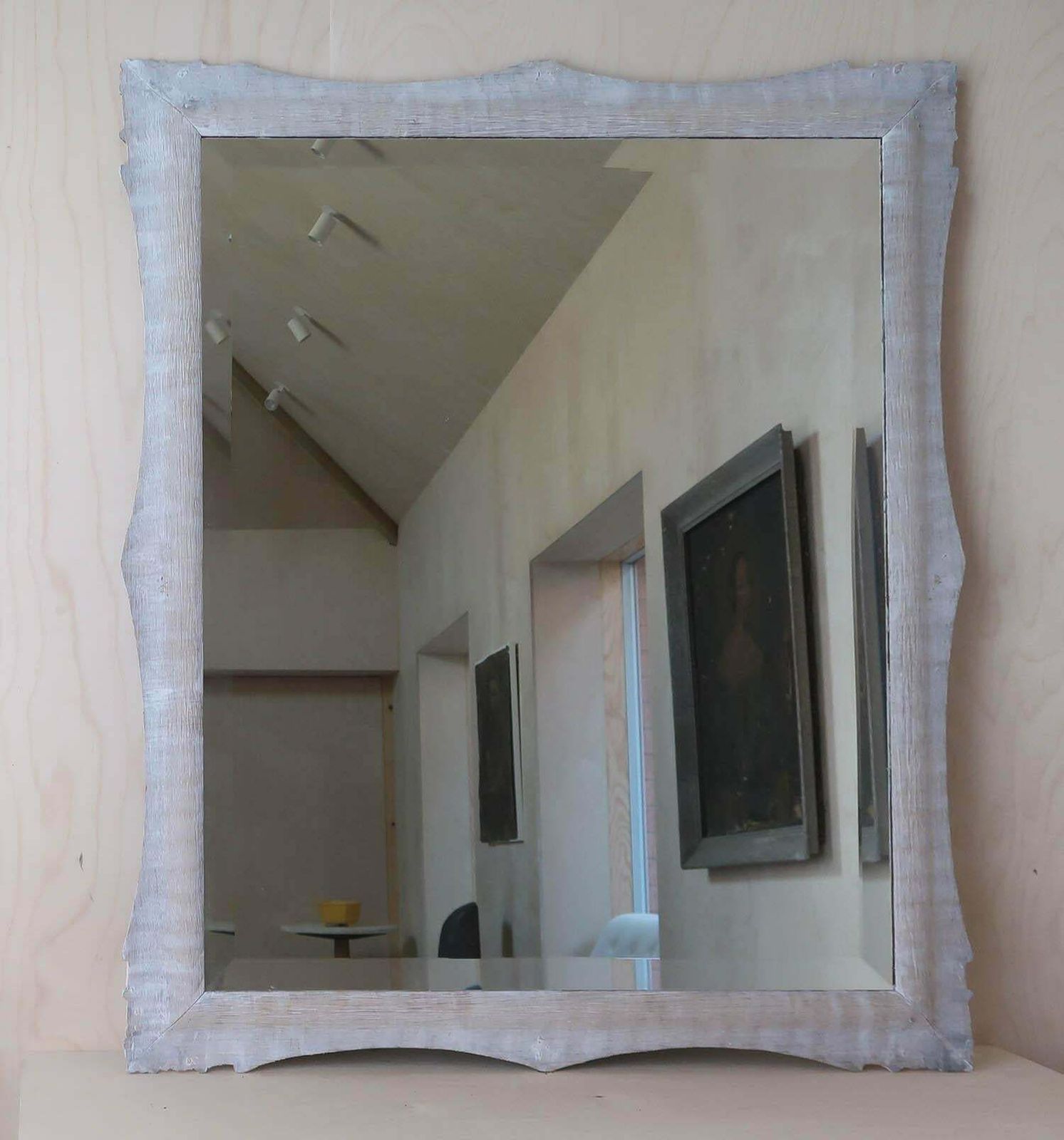 Antique Baroque Style Limed Oak Mirror. English, 19th Century photo furniture