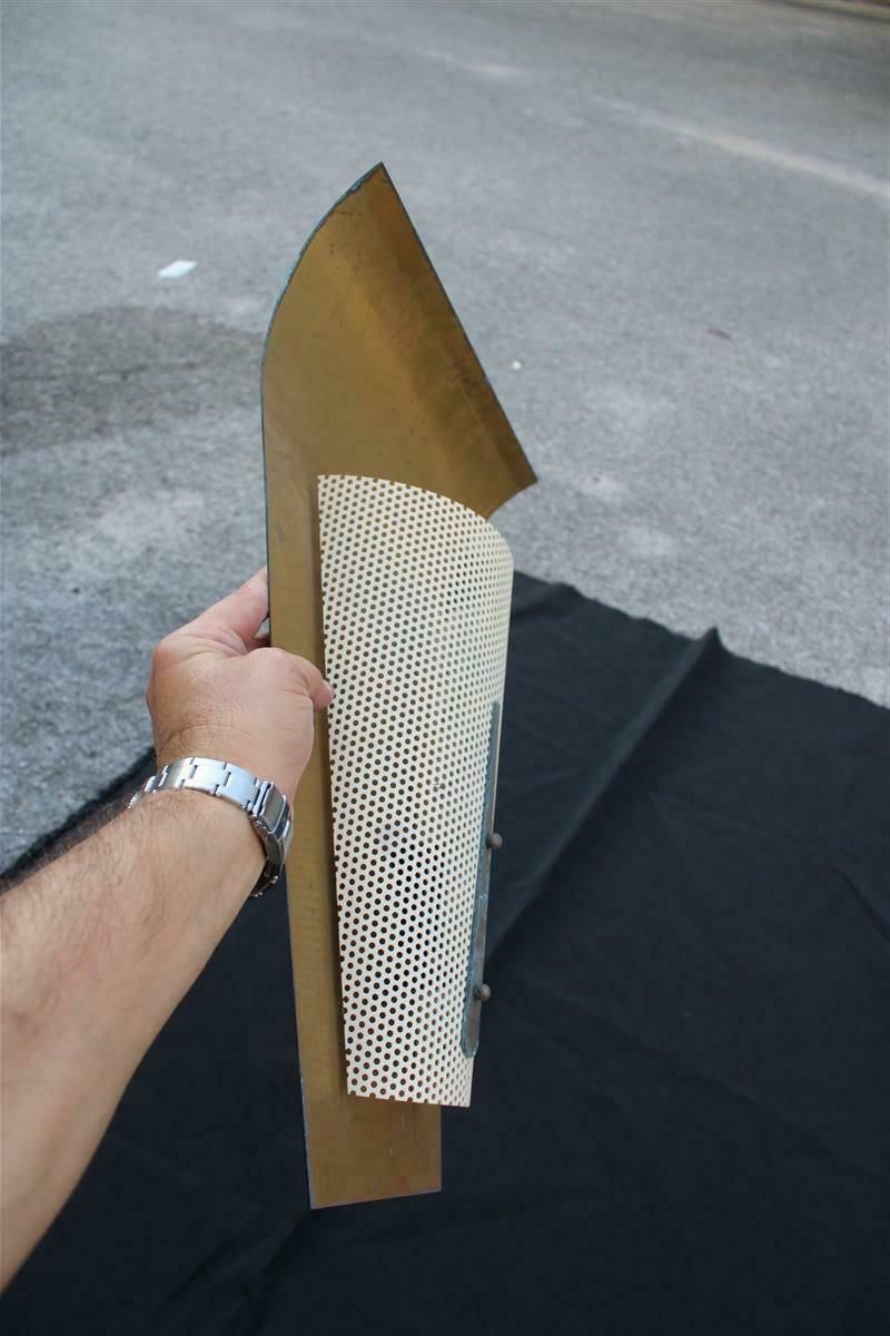 photo vintage Pair Of French Mid Century Wall Lamps In Brass And Perforated Metal