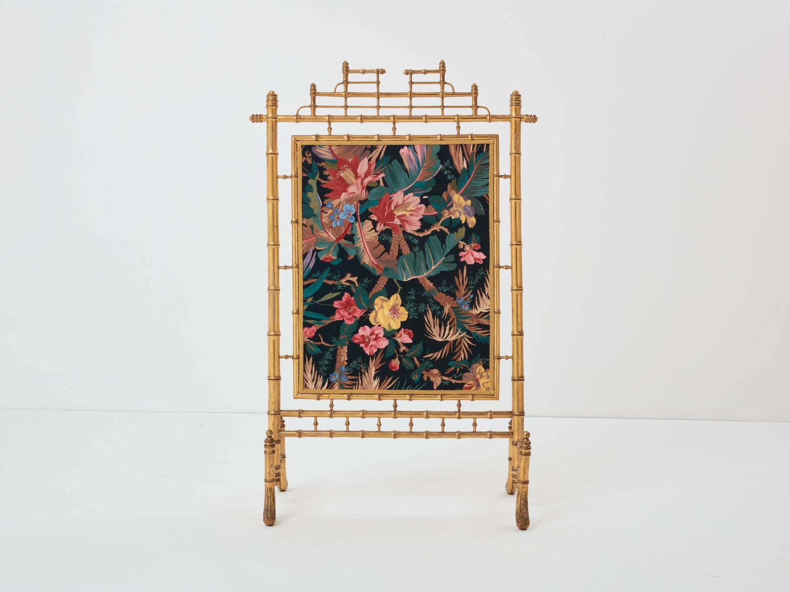 Pare-feu décoratif français en bois doré imitation bambou, années 1960 photo furniture