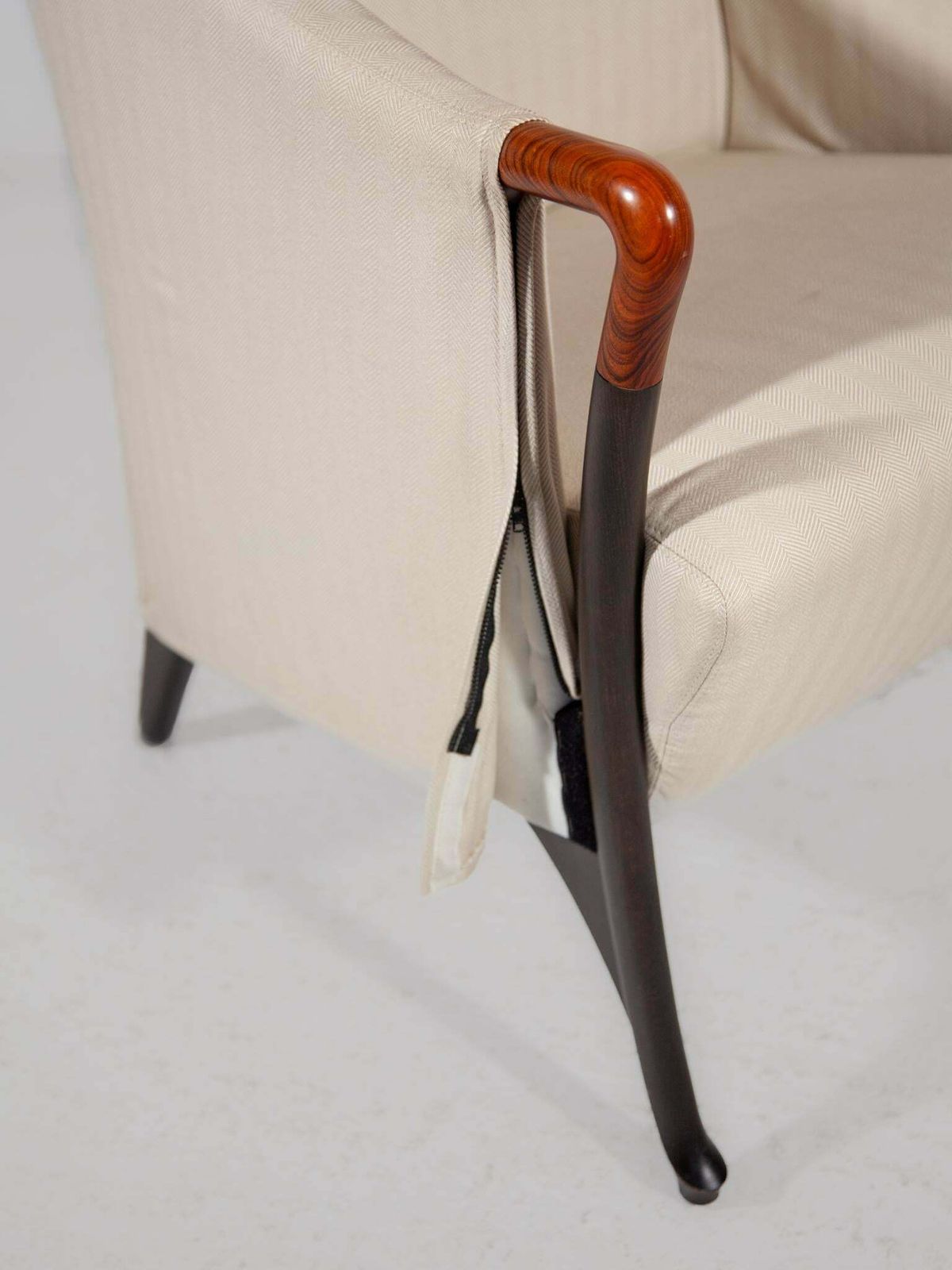 photo furniture Set Of Two Highback Lounge Chairs And Footstool By Umberto Asnago, 1980