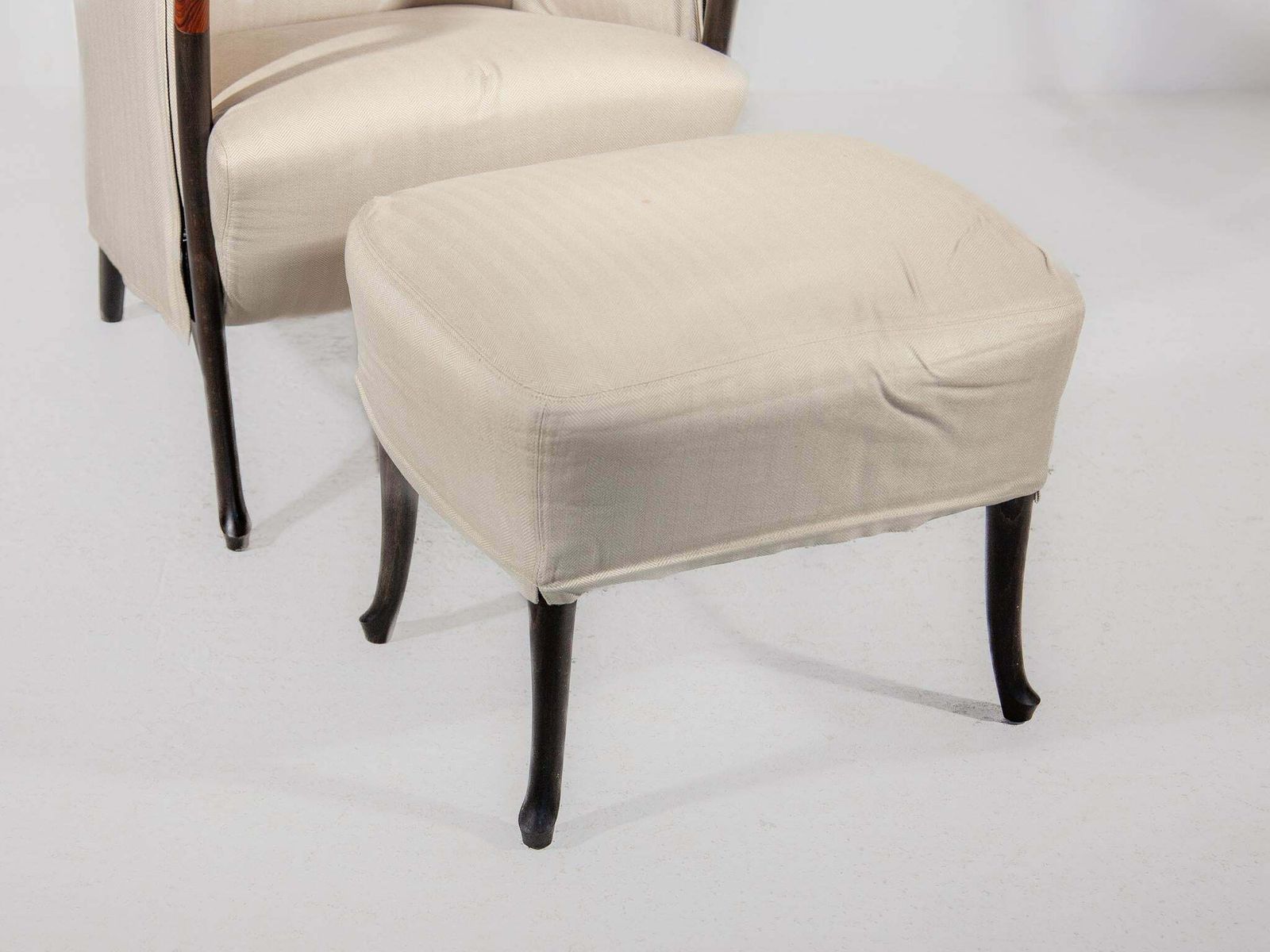 7918.0 Set Of Two Highback Lounge Chairs And Footstool By Umberto Asnago, 1980 photo