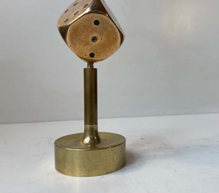 Midcentury Desk Sculpture Of Dice In Bronze, 1950s photo Home Decor