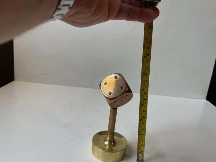 Midcentury Desk Sculpture Of Dice In Bronze, 1950s photo buy