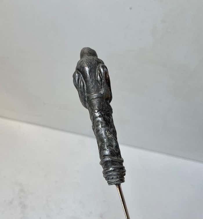 Antique Italian Brass Letter Opener With Pewter Dog Handle photo 383.0