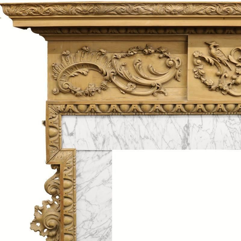 Antique Georgian Carved Pine Fireplace Surround photo furniture
