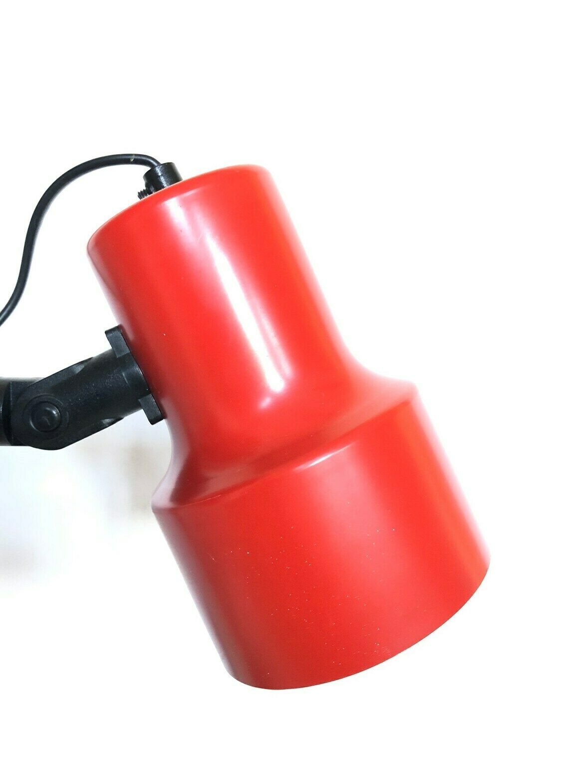 Danish Mid Century Table Lamp In Red Metal With Black Details  Design From Vitrika photo vinterior