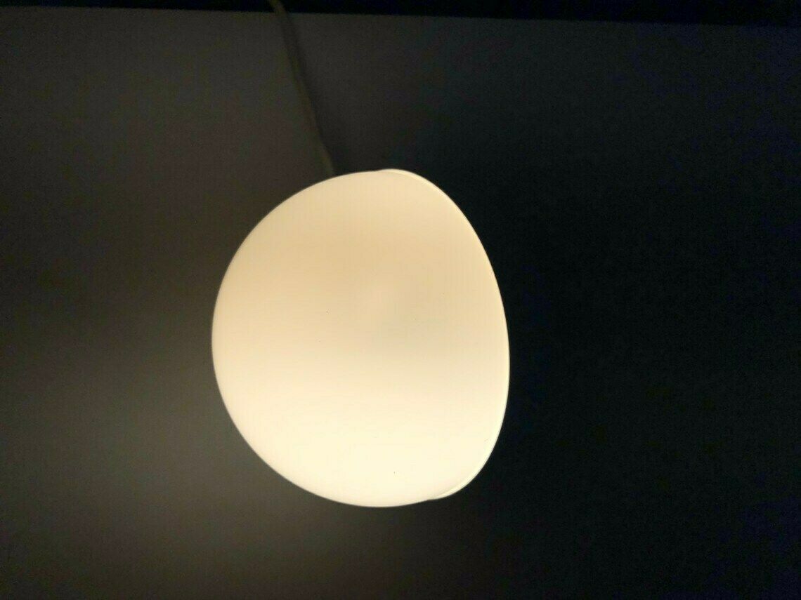 Danish Vintage Minimalist Space Age Ball Table Or Wall Lamp With Eclipse Effect In Opal Glass And White Metal photo buy