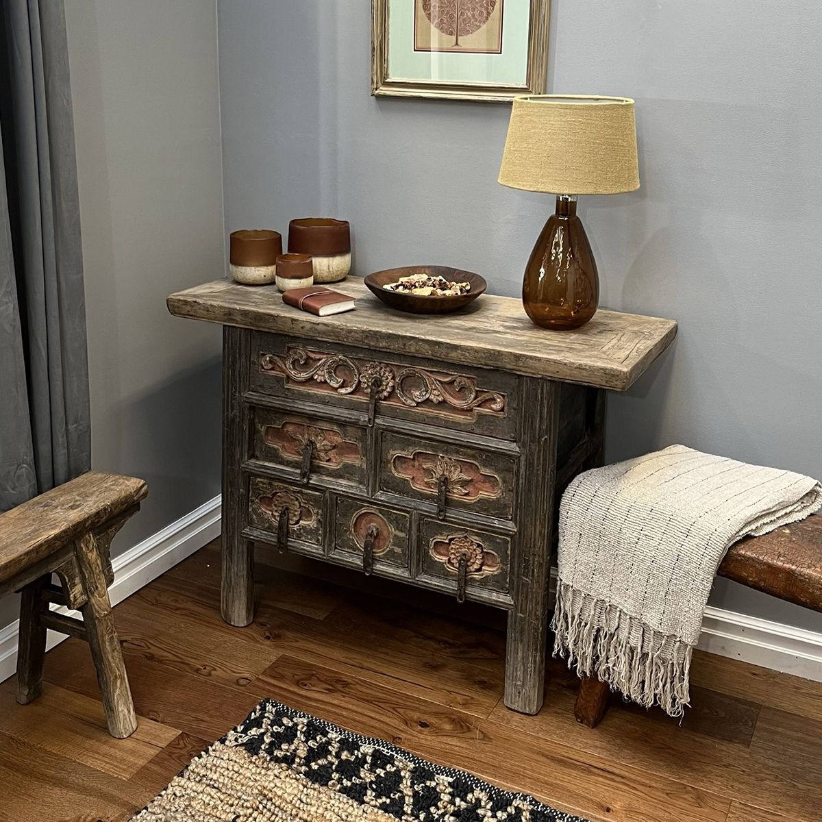 Six Drawer Antique Carved Coffer photo vinterior