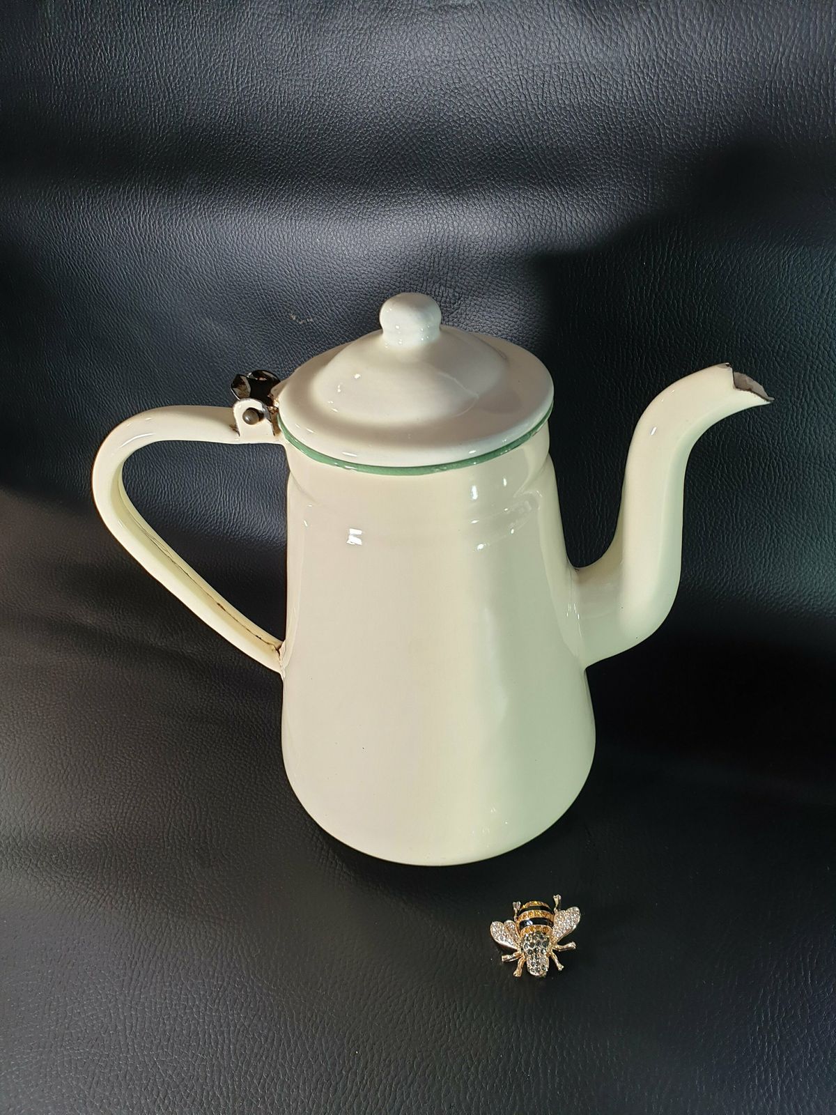 Vintage Enamel Cafetiere, Enamel Coffee Pot, Enamel Teapot, French Country Kitchen, Enamelware, French Kitchen Decor, Farmhouse Decor photo furniture