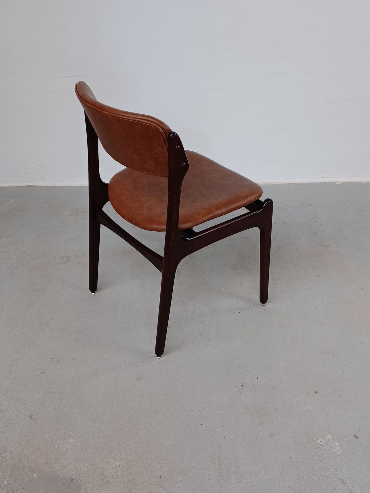Erik Buch Set Of Eight Fully Restored Tanned Oak Dining Chairs Inc. Custom Reupholstery 1960s photo vintage