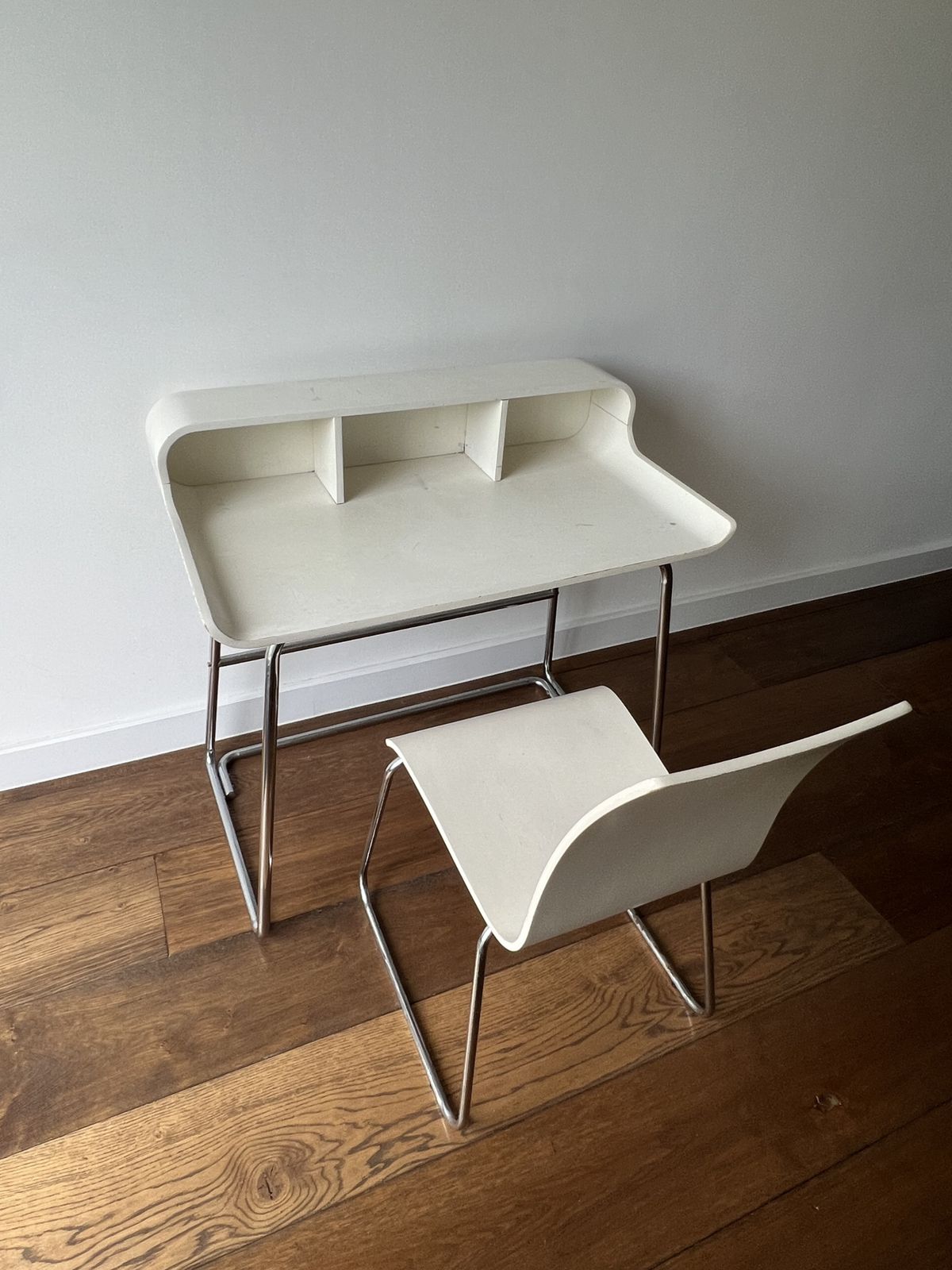 Vintage 1970’s Space Age Tubular Frame Desk With Matching Chair