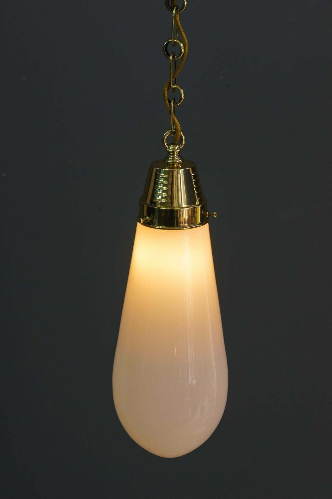 2x Art Deco Hanging Lamps Germany Around 1920s With Original Old Glass Shades photo vinterior
