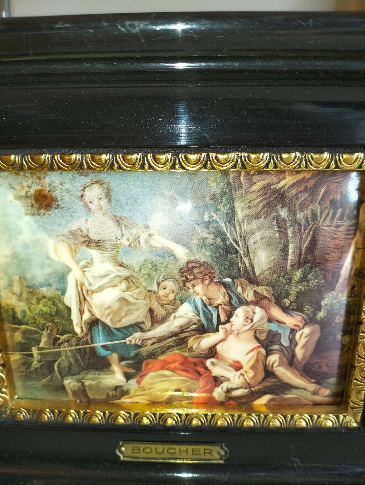 Antique French Paintings, Francois Boucher Replica Paintings, Hammered Enamel Plated Helca Process photo 133.75