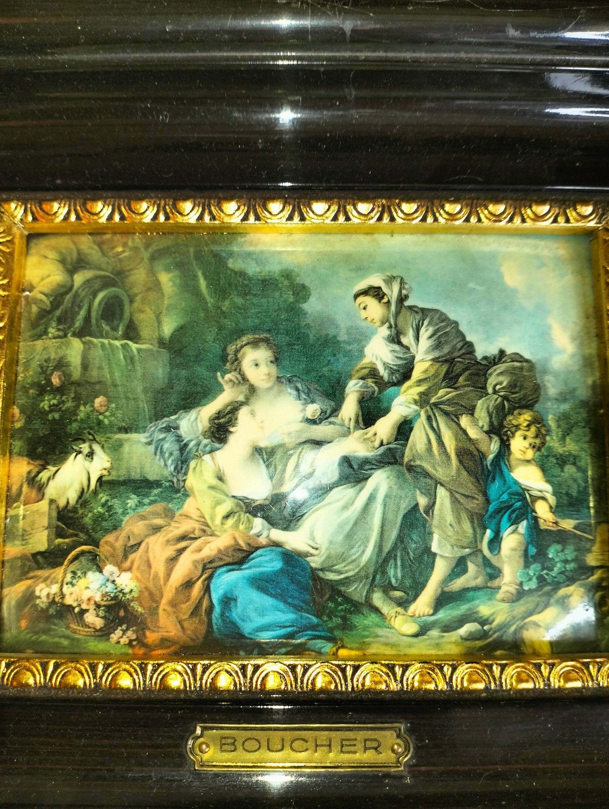 Antique French Paintings, Francois Boucher Replica Paintings, Hammered Enamel Plated Helca Process photo buy