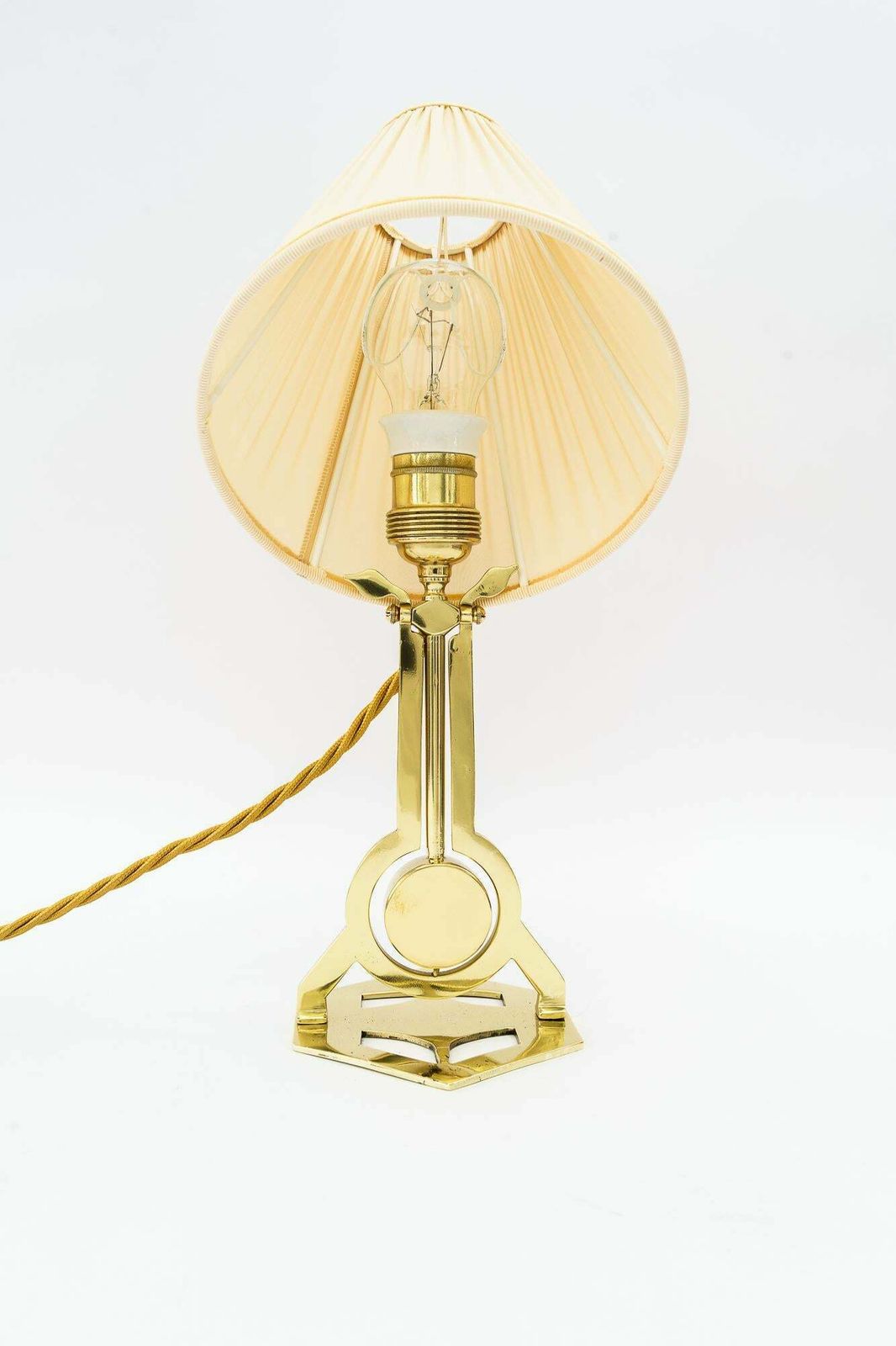 Art Deco Table Lamp Vienna With Fabric Shade Around 1920s photo for sale